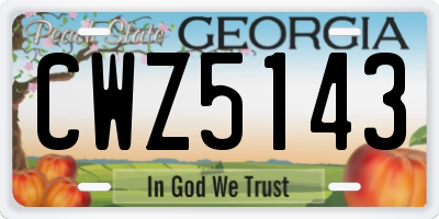 GA license plate CWZ5143
