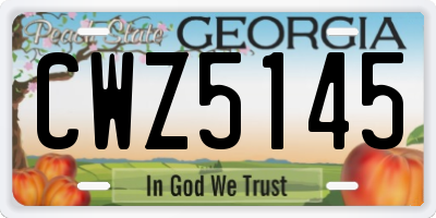 GA license plate CWZ5145