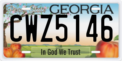 GA license plate CWZ5146