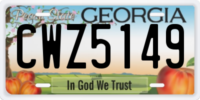 GA license plate CWZ5149