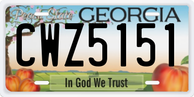 GA license plate CWZ5151