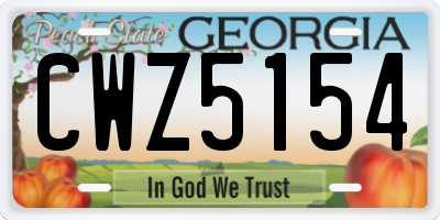 GA license plate CWZ5154