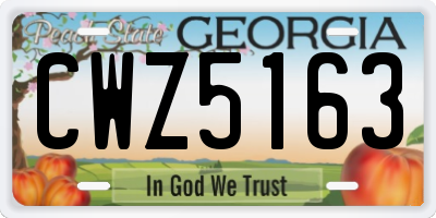 GA license plate CWZ5163