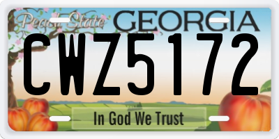 GA license plate CWZ5172