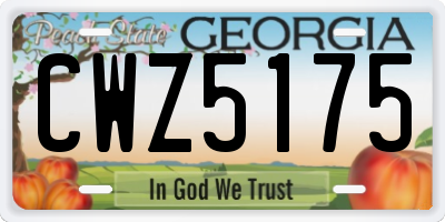 GA license plate CWZ5175
