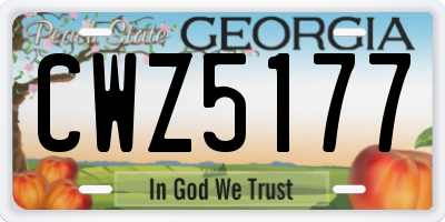 GA license plate CWZ5177