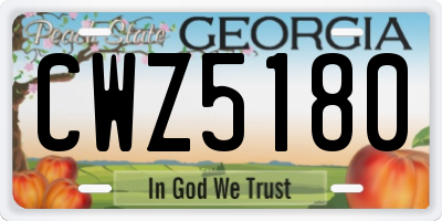 GA license plate CWZ5180