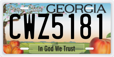 GA license plate CWZ5181