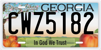 GA license plate CWZ5182