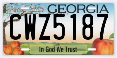 GA license plate CWZ5187