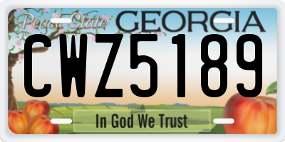 GA license plate CWZ5189