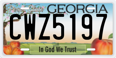 GA license plate CWZ5197