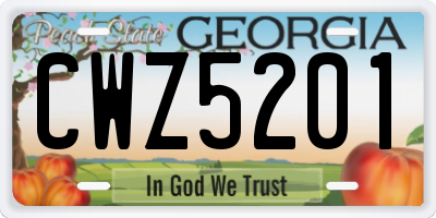 GA license plate CWZ5201