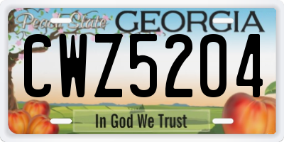 GA license plate CWZ5204