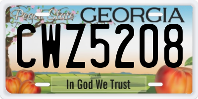 GA license plate CWZ5208