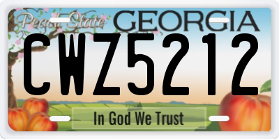 GA license plate CWZ5212