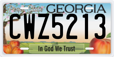 GA license plate CWZ5213