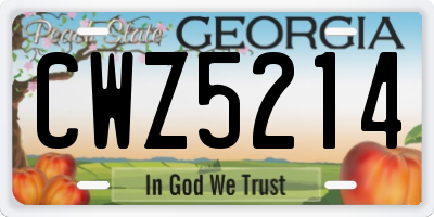 GA license plate CWZ5214