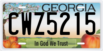 GA license plate CWZ5215