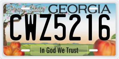 GA license plate CWZ5216