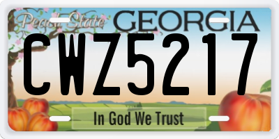 GA license plate CWZ5217