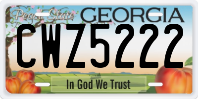 GA license plate CWZ5222