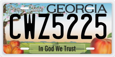 GA license plate CWZ5225