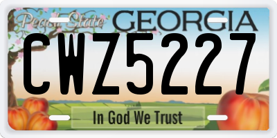 GA license plate CWZ5227
