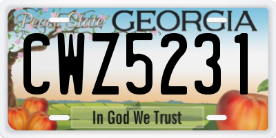 GA license plate CWZ5231