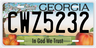 GA license plate CWZ5232