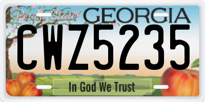 GA license plate CWZ5235