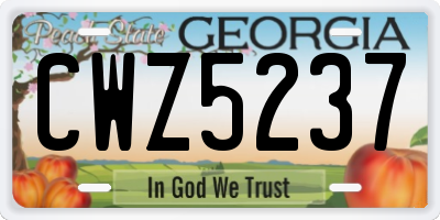 GA license plate CWZ5237