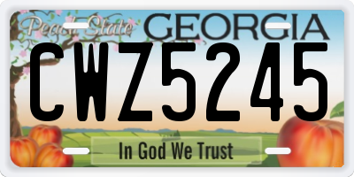 GA license plate CWZ5245