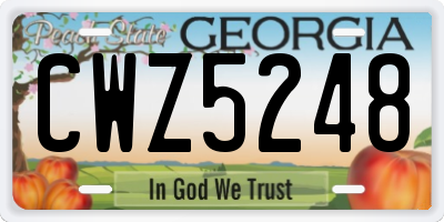 GA license plate CWZ5248