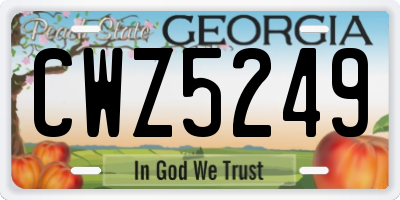 GA license plate CWZ5249