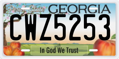 GA license plate CWZ5253