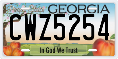 GA license plate CWZ5254