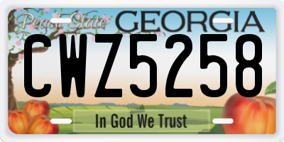 GA license plate CWZ5258