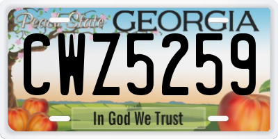 GA license plate CWZ5259