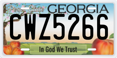 GA license plate CWZ5266
