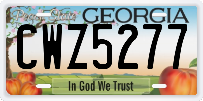 GA license plate CWZ5277