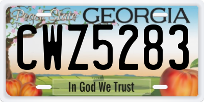 GA license plate CWZ5283