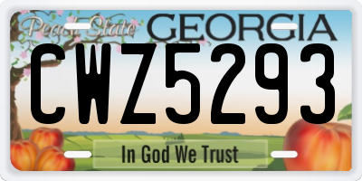 GA license plate CWZ5293