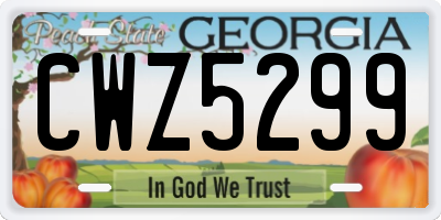 GA license plate CWZ5299