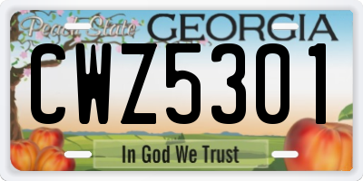 GA license plate CWZ5301