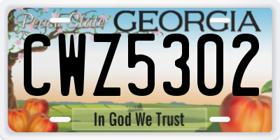 GA license plate CWZ5302