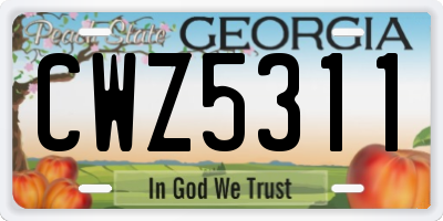 GA license plate CWZ5311