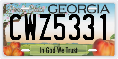 GA license plate CWZ5331