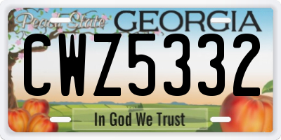 GA license plate CWZ5332