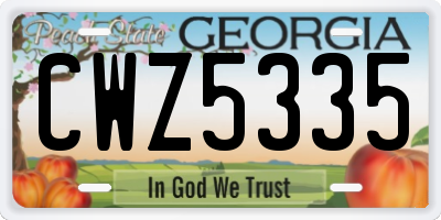 GA license plate CWZ5335